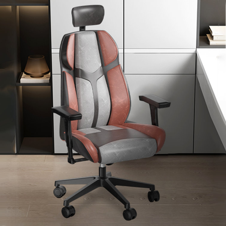 Inbox Zero Adjustable Reclining Ergonomic Faux Leather Swiveling PC Racing Game Chair